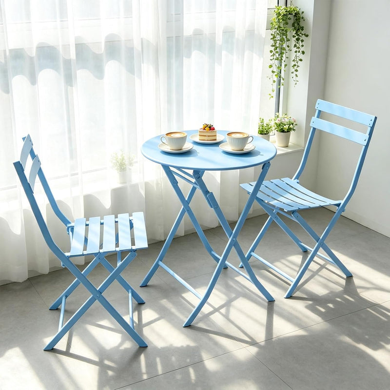 Folding Bistro Set Table Chairs (3 Piece)