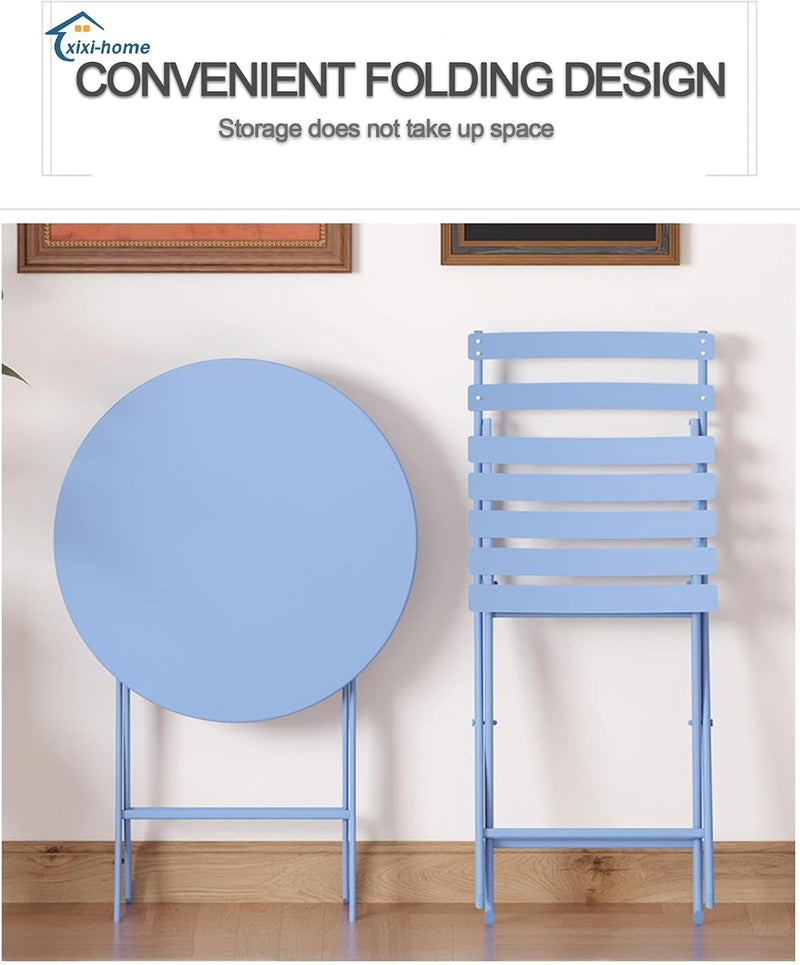 Folding Bistro Set Table Chairs (3 Piece)