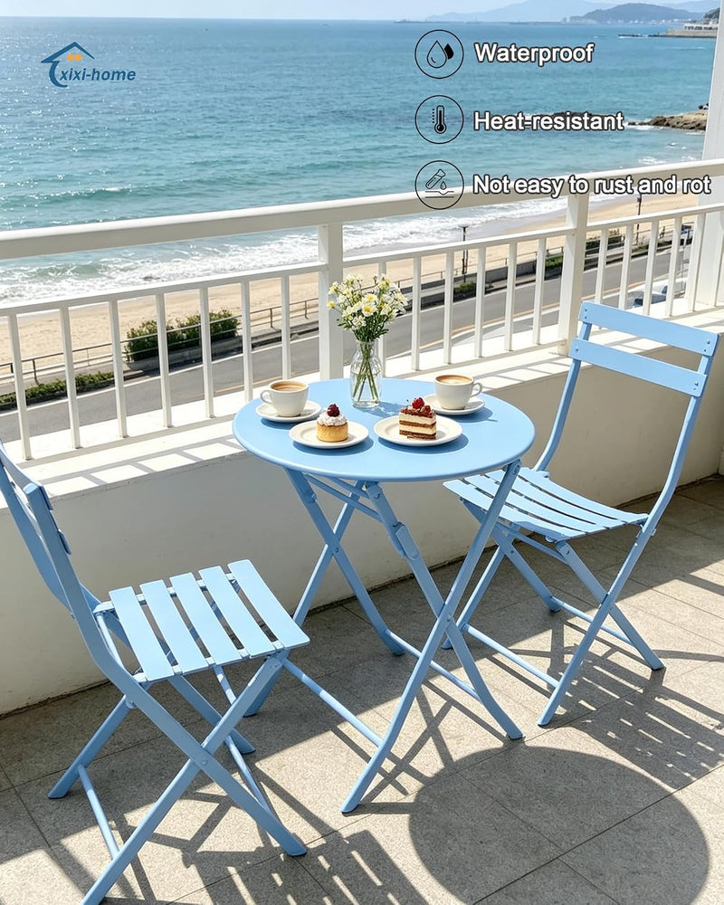 Folding Bistro Set Table Chairs (3 Piece)