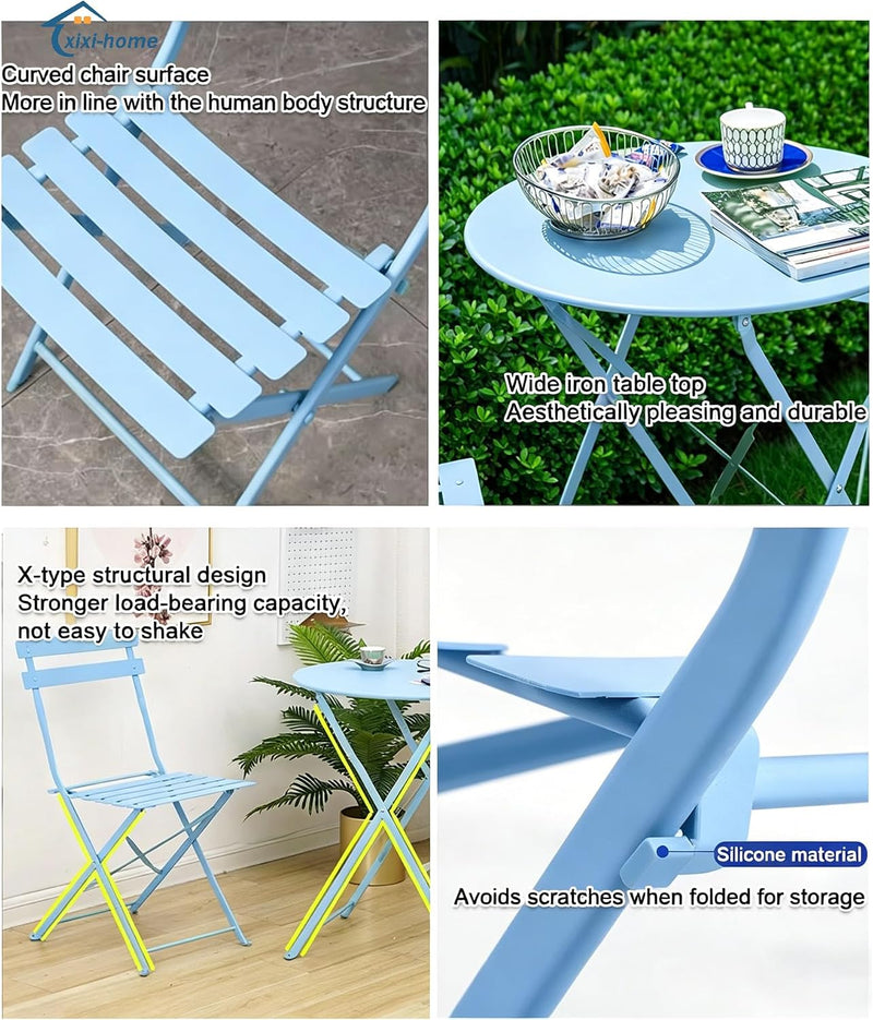 Folding Bistro Set Table Chairs (3 Piece)