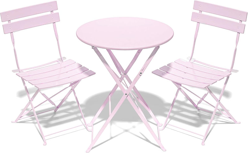 Folding Bistro Table and Chairs for Garden Apricot (Set of 2)