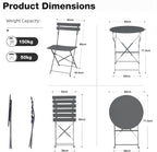Folding Bistro Table and Chairs for Garden Foldable (Set of 2)