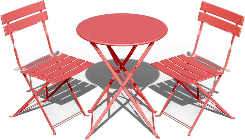 Folding Bistro Table and Chairs for Garden Apricot (Set of 2)