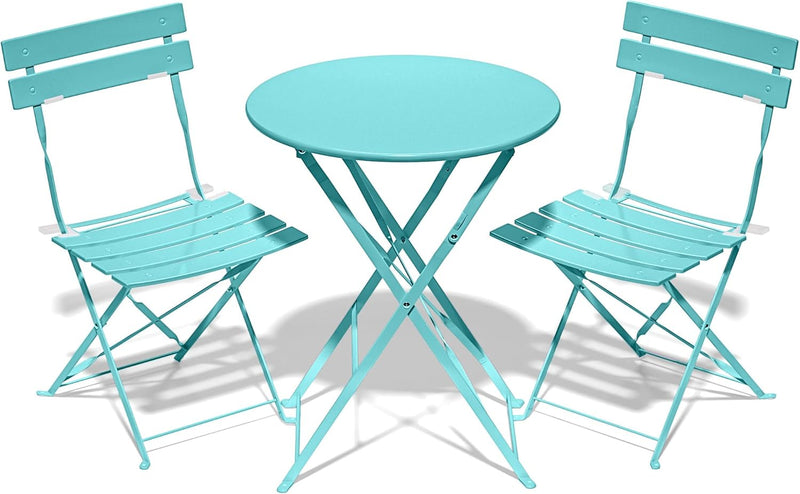 Folding Bistro Table and Chairs for Garden Apricot (Set of 2)