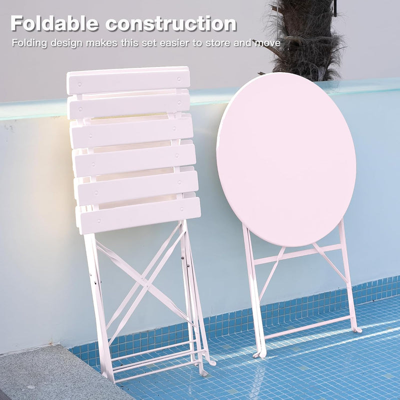 Folding Bistro Table and Chairs for Garden Foldable (Set of 2)