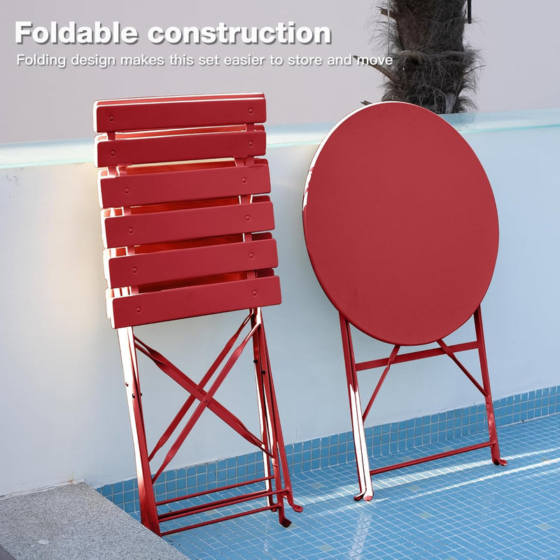 Folding Bistro Table and Chairs for Garden Apricot (Set of 2)