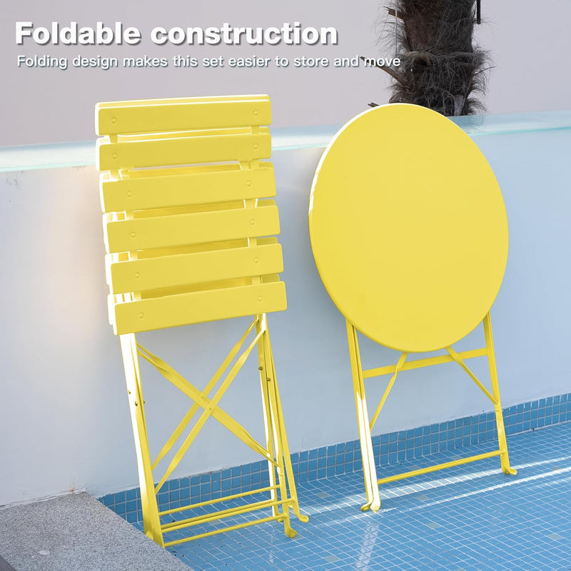 Folding Bistro Table and Chairs for Garden Apricot (Set of 2)