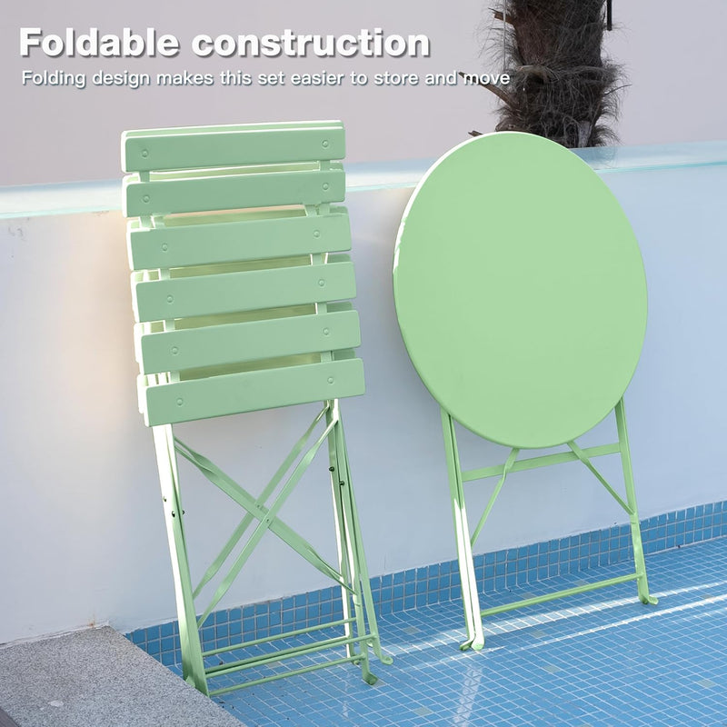 Folding Bistro Table and Chairs for Garden Foldable (Set of 2)