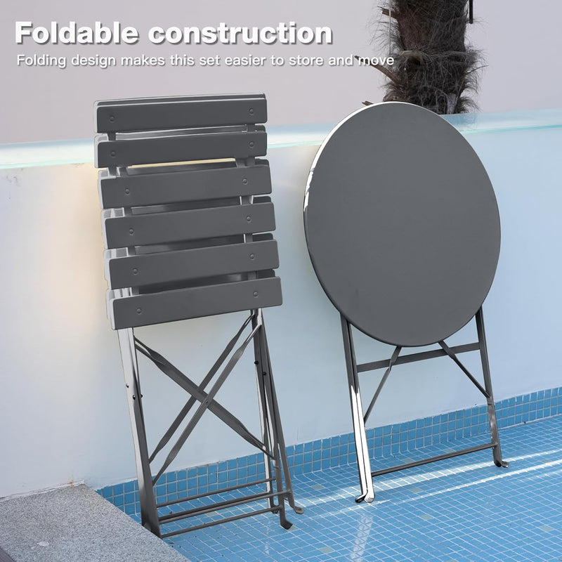 Folding Bistro Table and Chairs for Garden Foldable (Set of 2)