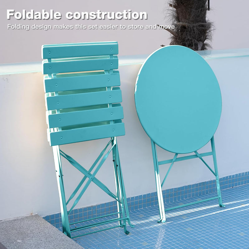Folding Bistro Table and Chairs for Garden Apricot (Set of 2)