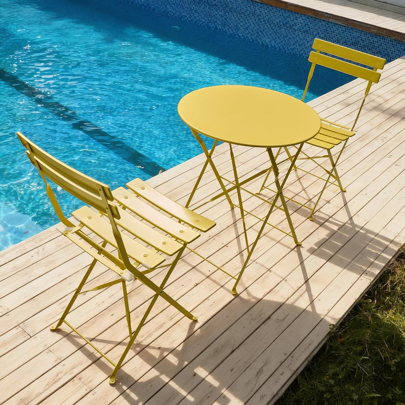Folding Bistro Table and Chairs for Garden Apricot (Set of 2)