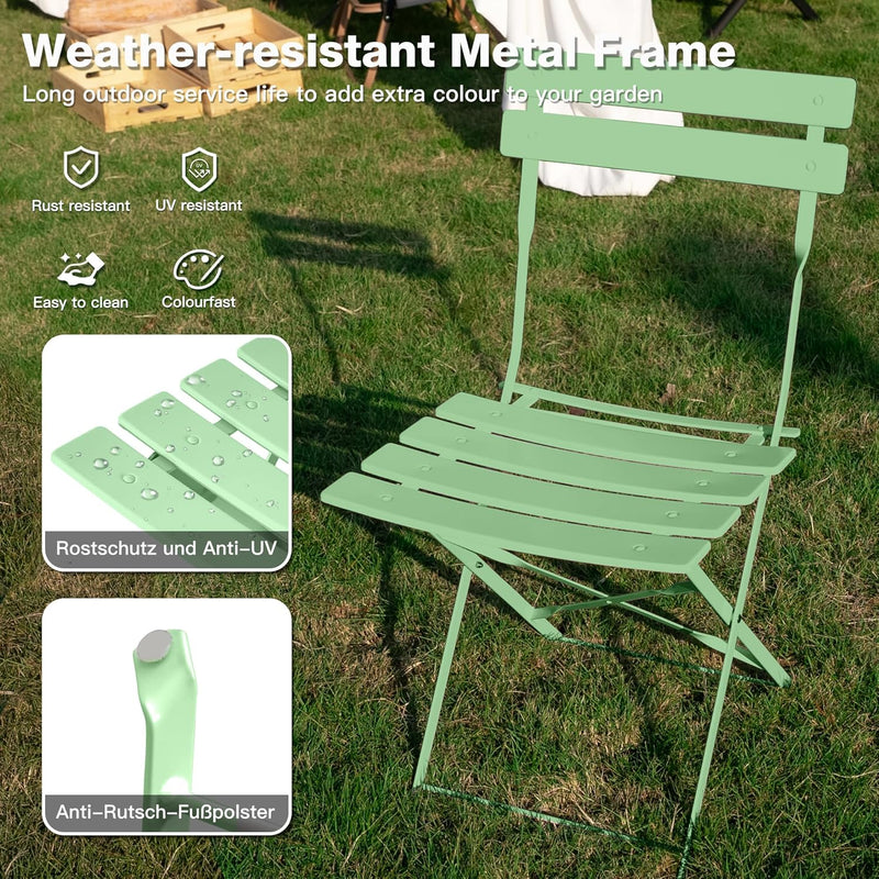 Folding Bistro Table and Chairs for Garden Apricot (Set of 2)