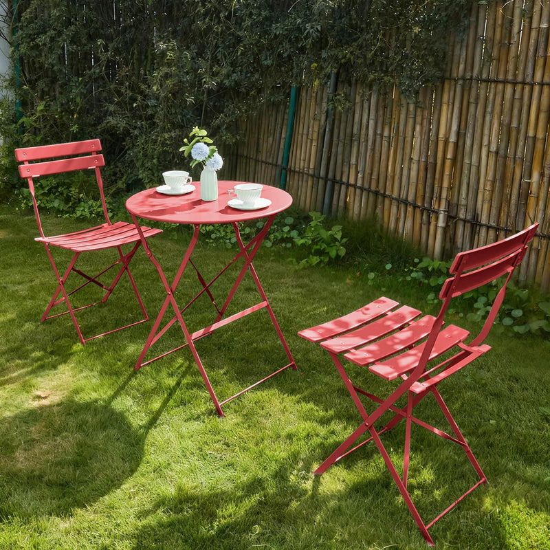 Folding Bistro Table and Chairs for Garden Foldable (Set of 2)