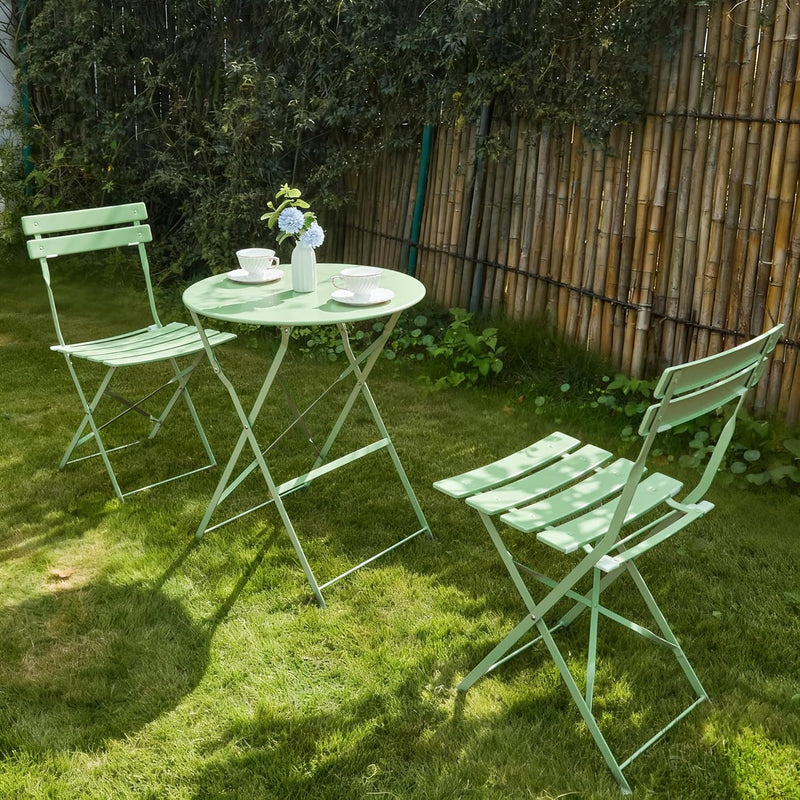 Folding Bistro Table and Chairs for Garden Apricot (Set of 2)