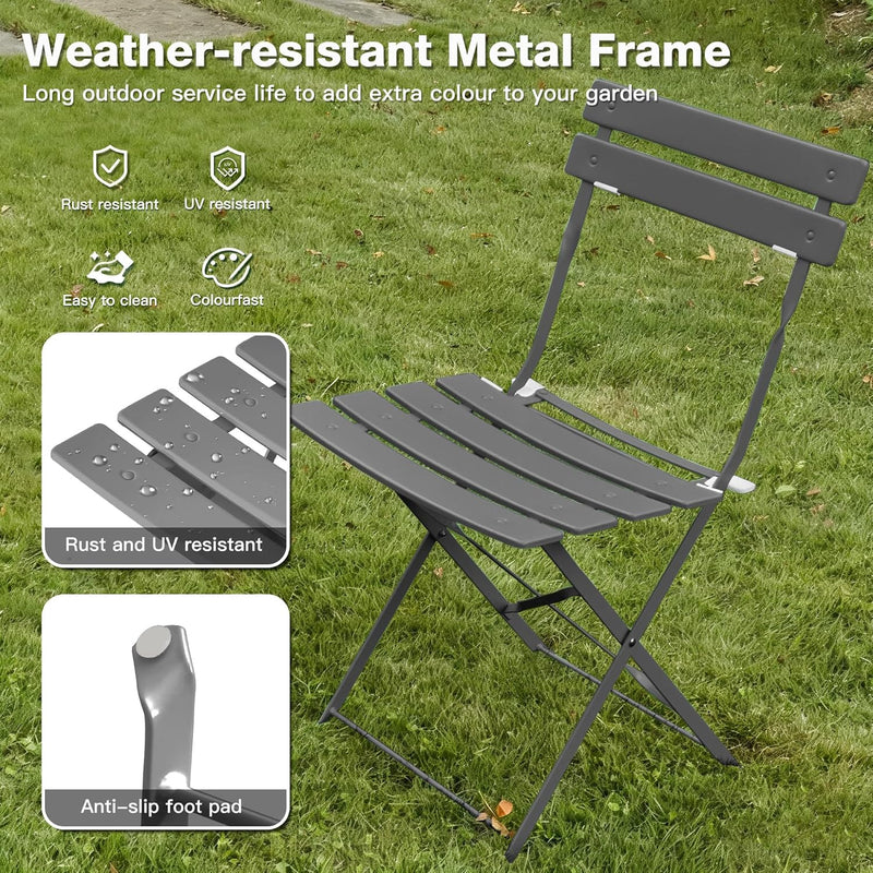 Folding Bistro Table and Chairs for Garden Foldable (Set of 2)
