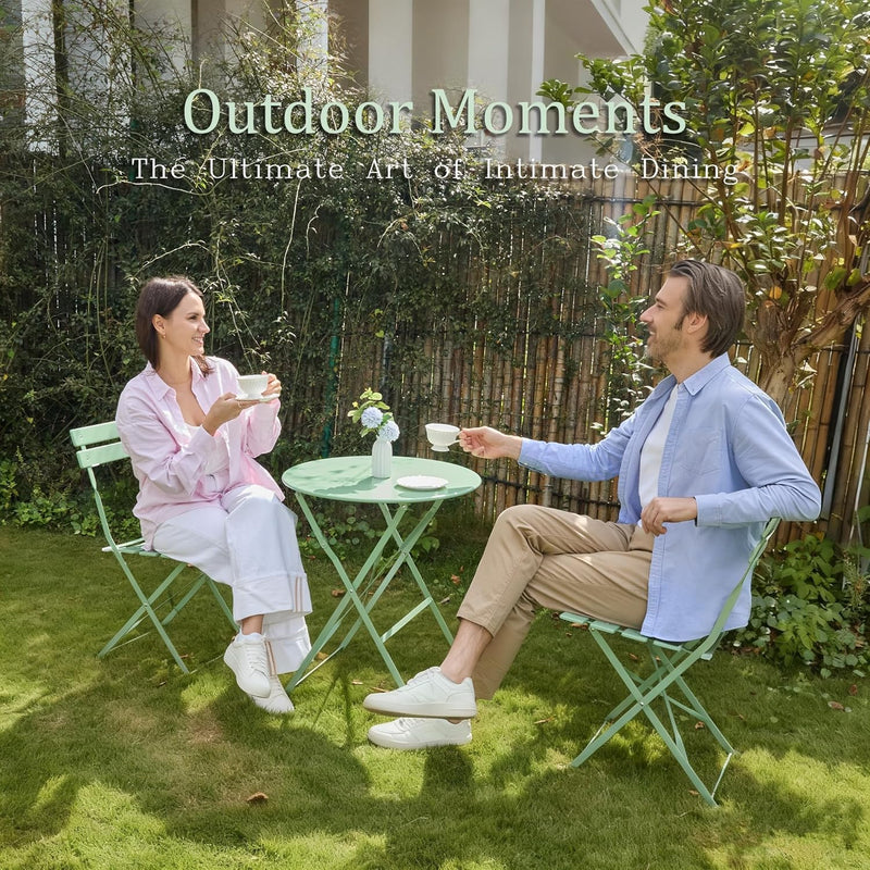 Folding Bistro Table and Chairs for Garden Apricot (Set of 2)