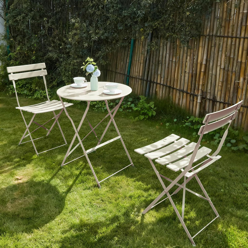 Folding Bistro Table and Chairs for Garden Foldable (Set of 2)