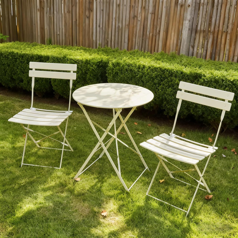 Folding Bistro Table and Chairs for Garden Foldable (Set of 2)