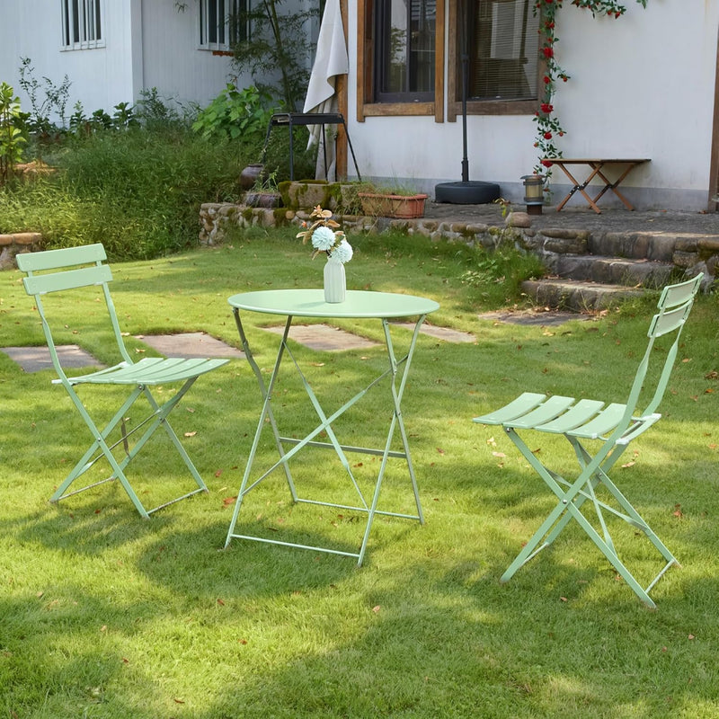 Folding Bistro Table and Chairs for Garden Apricot (Set of 2)