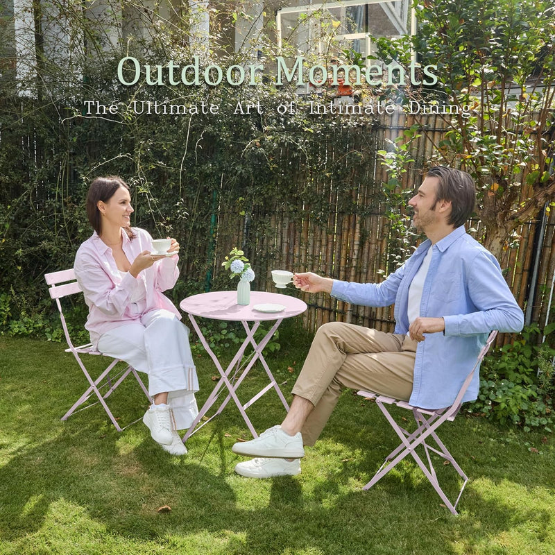 Folding Bistro Table and Chairs for Garden Apricot (Set of 2)