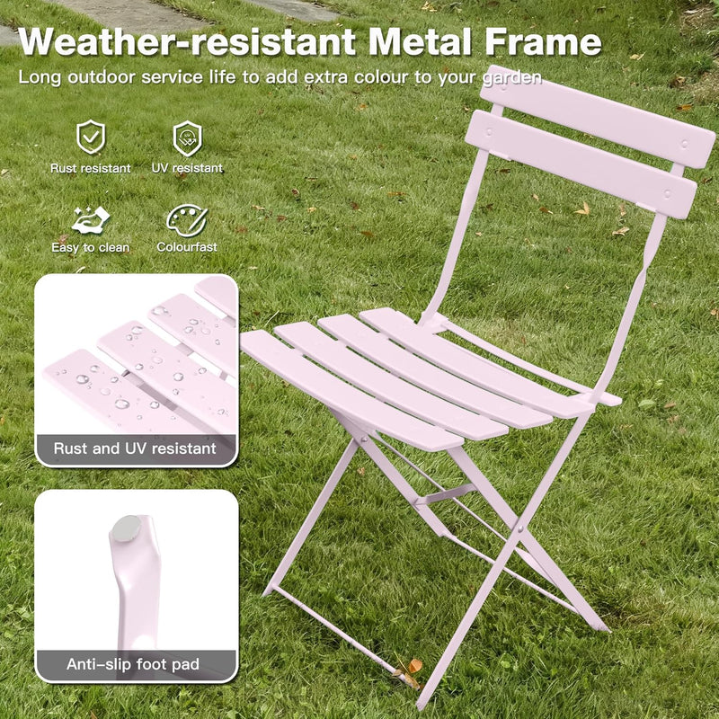 Folding Bistro Table and Chairs for Garden Apricot (Set of 2)
