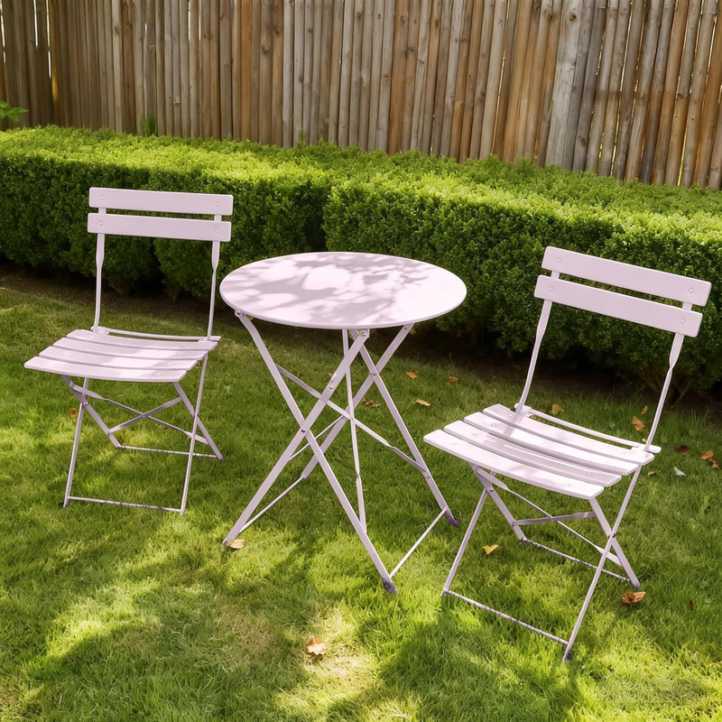Folding Bistro Table and Chairs for Garden Apricot (Set of 2)