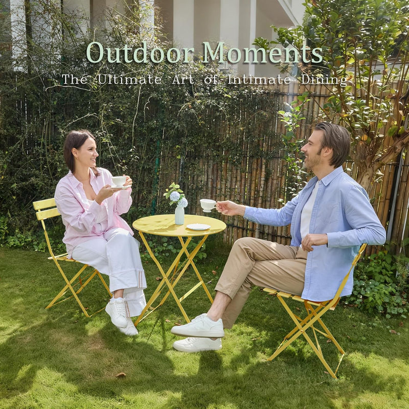 Folding Bistro Table and Chairs for Garden Apricot (Set of 2)