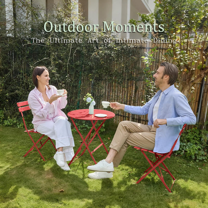 Folding Bistro Table and Chairs for Garden Apricot (Set of 2)