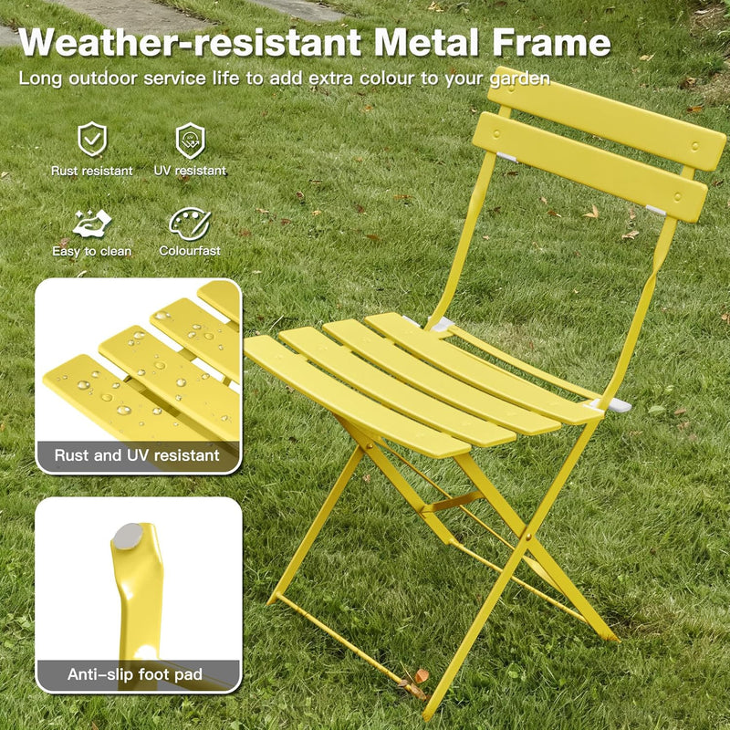 Folding Bistro Table and Chairs for Garden Apricot (Set of 2)
