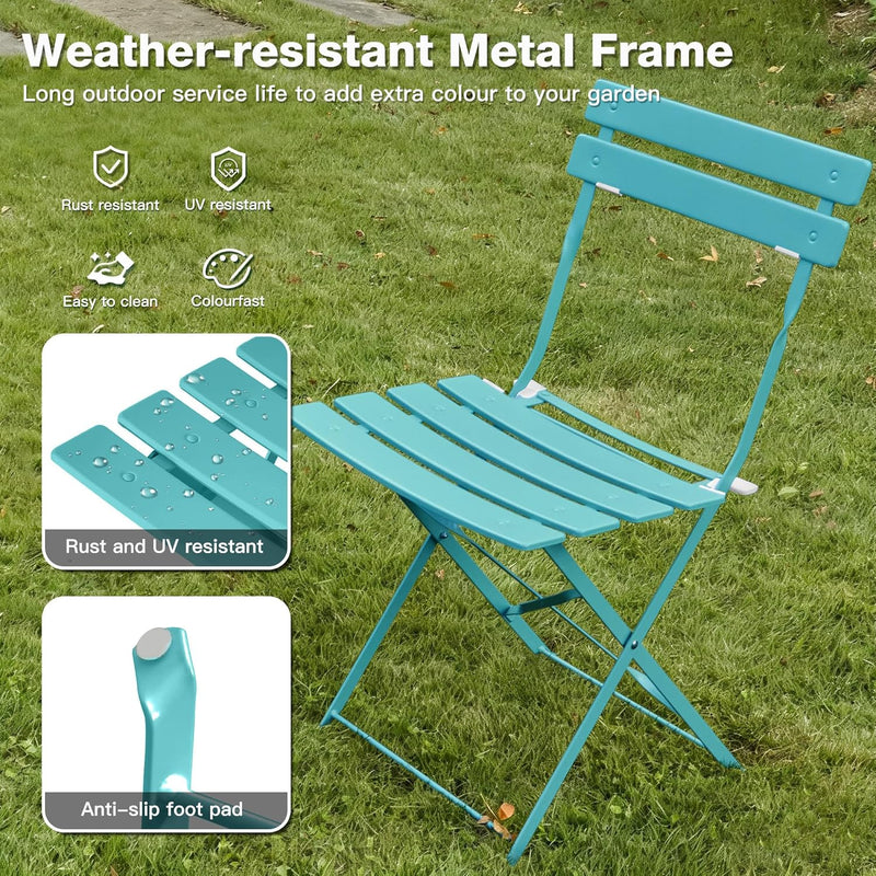 Folding Bistro Table and Chairs for Garden Apricot (Set of 2)