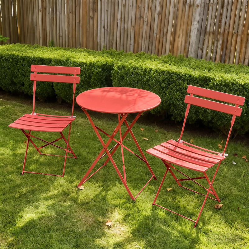Folding Bistro Table and Chairs for Garden Apricot (Set of 2)