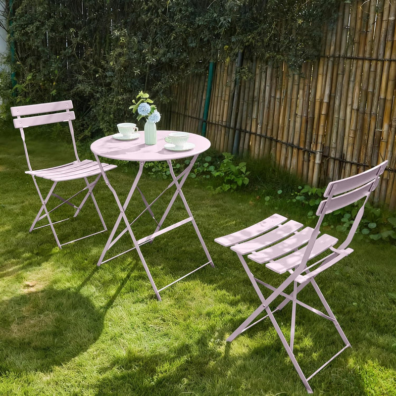 Folding Bistro Table and Chairs for Garden Foldable (Set of 2)