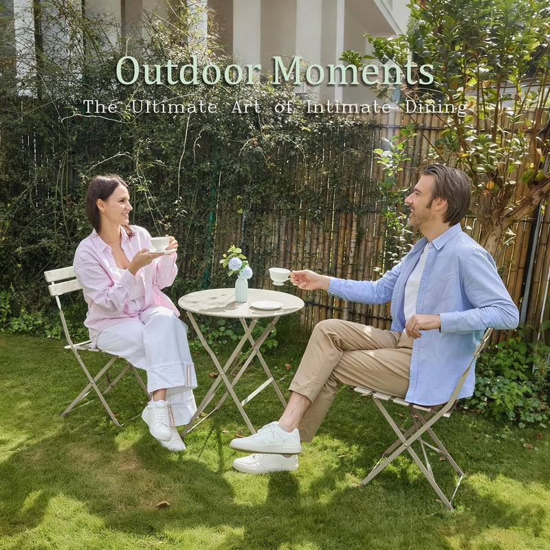 Folding Bistro Table and Chairs for Garden Foldable (Set of 2)