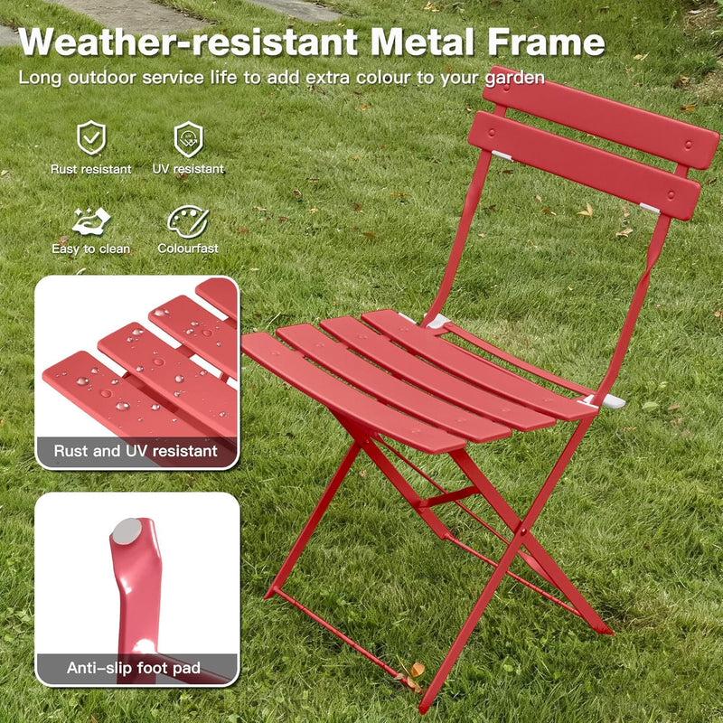 Folding Bistro Table and Chairs for Garden Foldable (Set of 2)