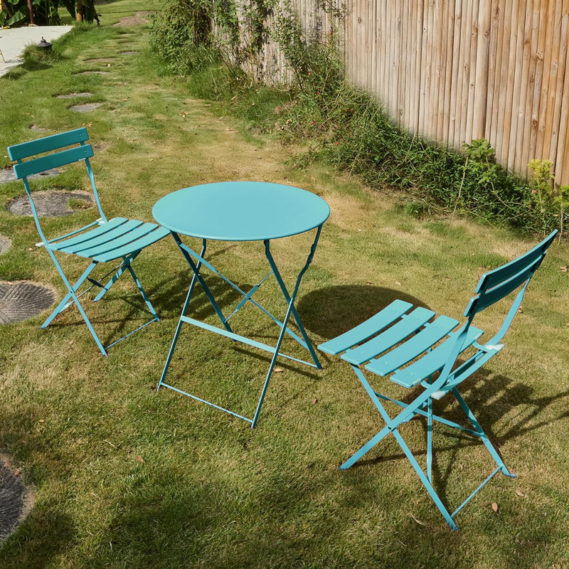 Folding Bistro Table and Chairs for Garden Apricot (Set of 2)