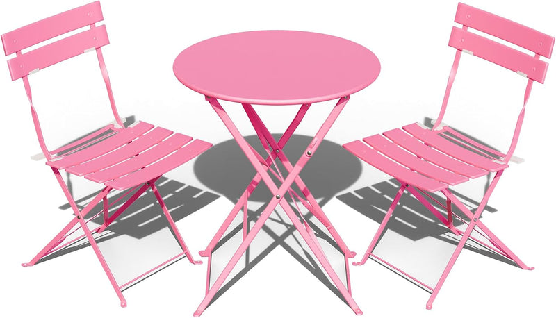 Folding Bistro Table and Chairs for Garden Apricot (Set of 2)