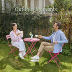 Folding Bistro Table and Chairs for Garden Apricot (Set of 2)