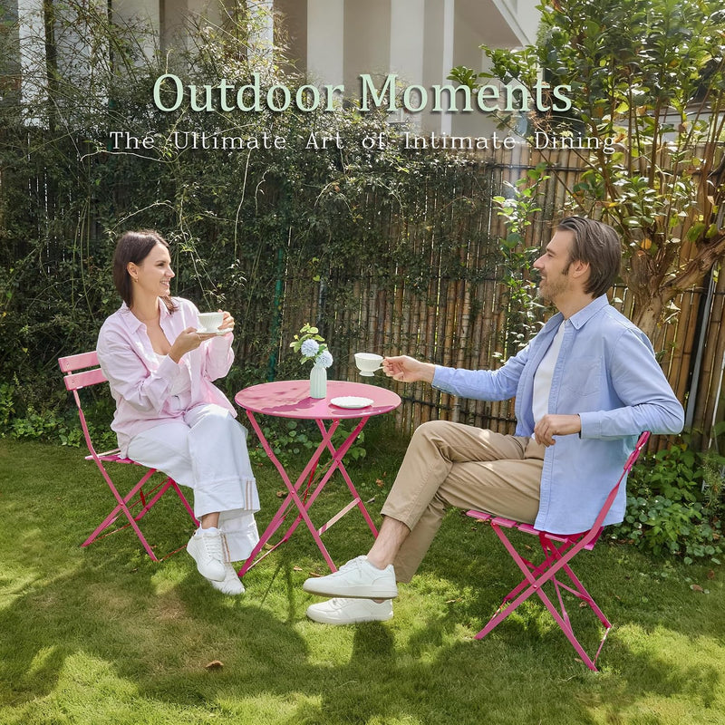Folding Bistro Table and Chairs for Garden Apricot (Set of 2)