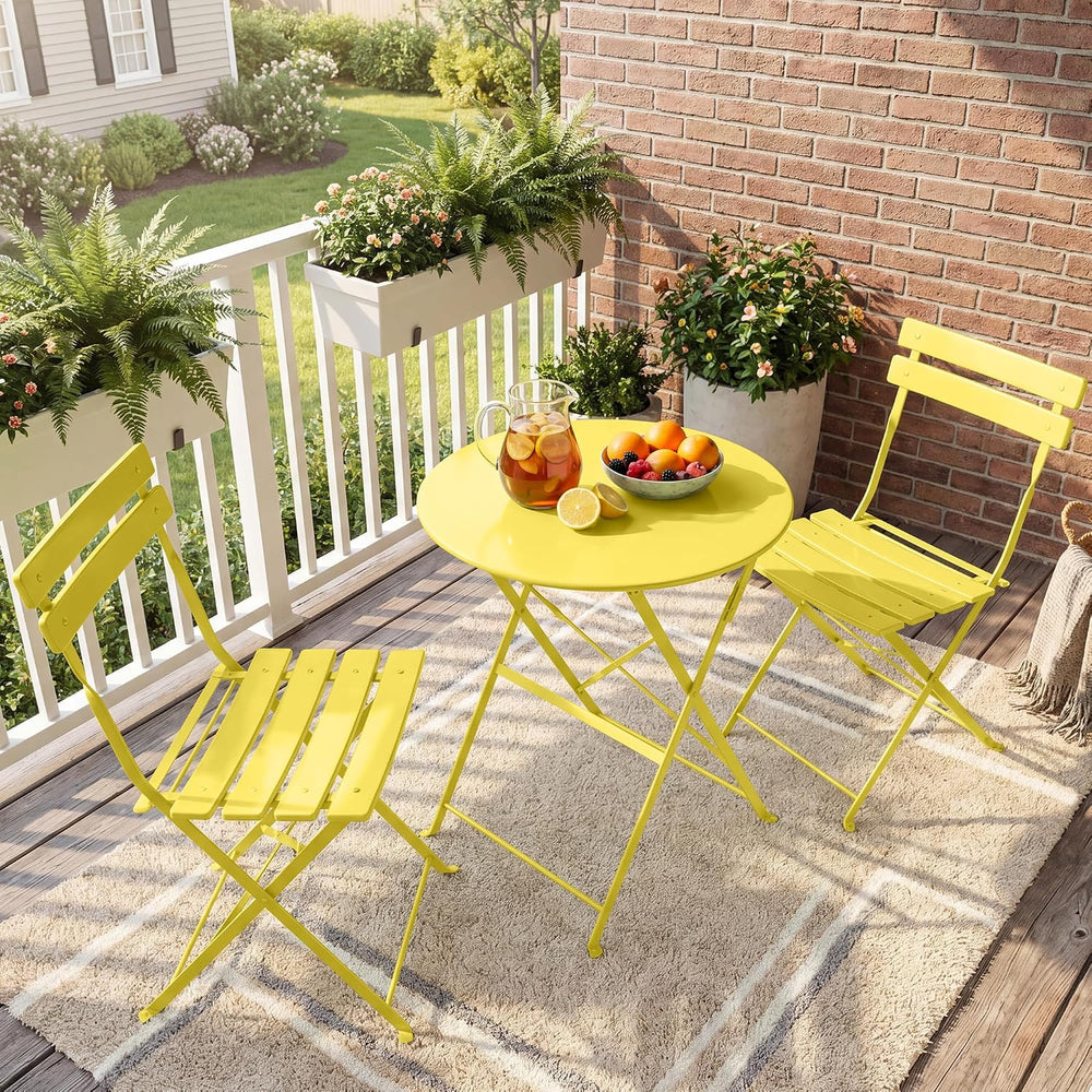 Folding Bistro Table and Chairs for Garden (Set of 2)