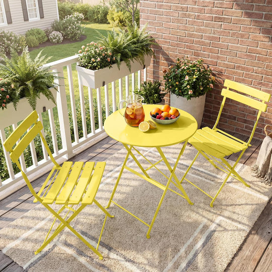Folding Bistro Table and Chairs for Garden Apricot (Set of 2)