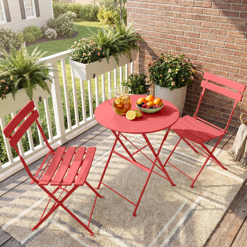 Folding Bistro Table and Chairs for Garden Apricot (Set of 2)