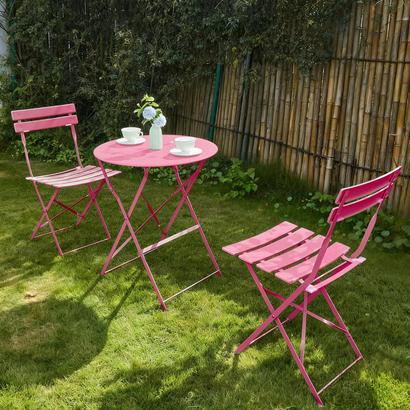 Folding Bistro Table and Chairs for Garden Apricot (Set of 2)