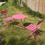 Folding Bistro Table and Chairs for Garden Apricot (Set of 2)