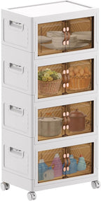 Folding Cabinet with Lids Storage Bins for Bathroom