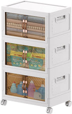 Folding Cabinet with Lids Storage Bins for Bathroom