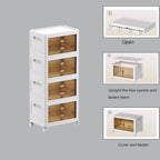 Folding Cabinet with Lids Storage Bins for Bathroom