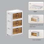 Folding Cabinet with Lids Storage Bins for Bathroom