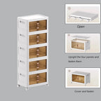 Folding Cabinet with Lids Storage Bins for Bathroom
