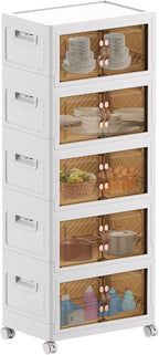 Folding Cabinet with Lids Storage Bins for Bathroom