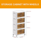 Folding Cabinet with Lids Storage Bins for Bathroom
